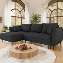 Garnero Arredamenti Divano letto angolare sinistro 3 posti 276x158cm tessuto grigio antracite Angle Tessuto Peluche Onega Antracite Best