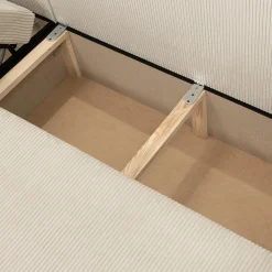 Garnero Arredamenti Divano letto angolare velluto a coste beige 304x140cm con contenitore Assunta Velluto Poso Beige New