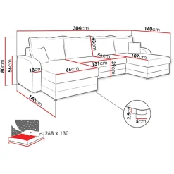 Garnero Arredamenti Divano letto angolare velluto a coste beige 304x140cm con contenitore Assunta Velluto Poso Beige New
