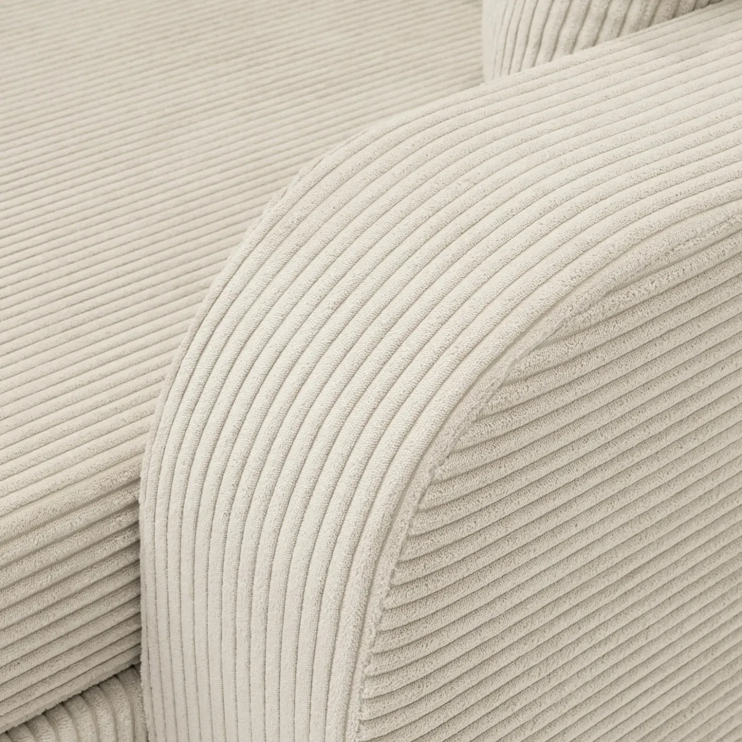 Garnero Arredamenti Divano letto angolare velluto a coste beige 304x140cm con contenitore Assunta Velluto Poso Beige New