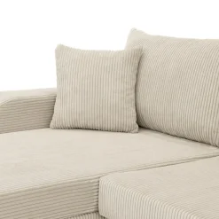 Garnero Arredamenti Divano letto angolare velluto a coste beige 304x140cm con contenitore Assunta Velluto Poso Beige New