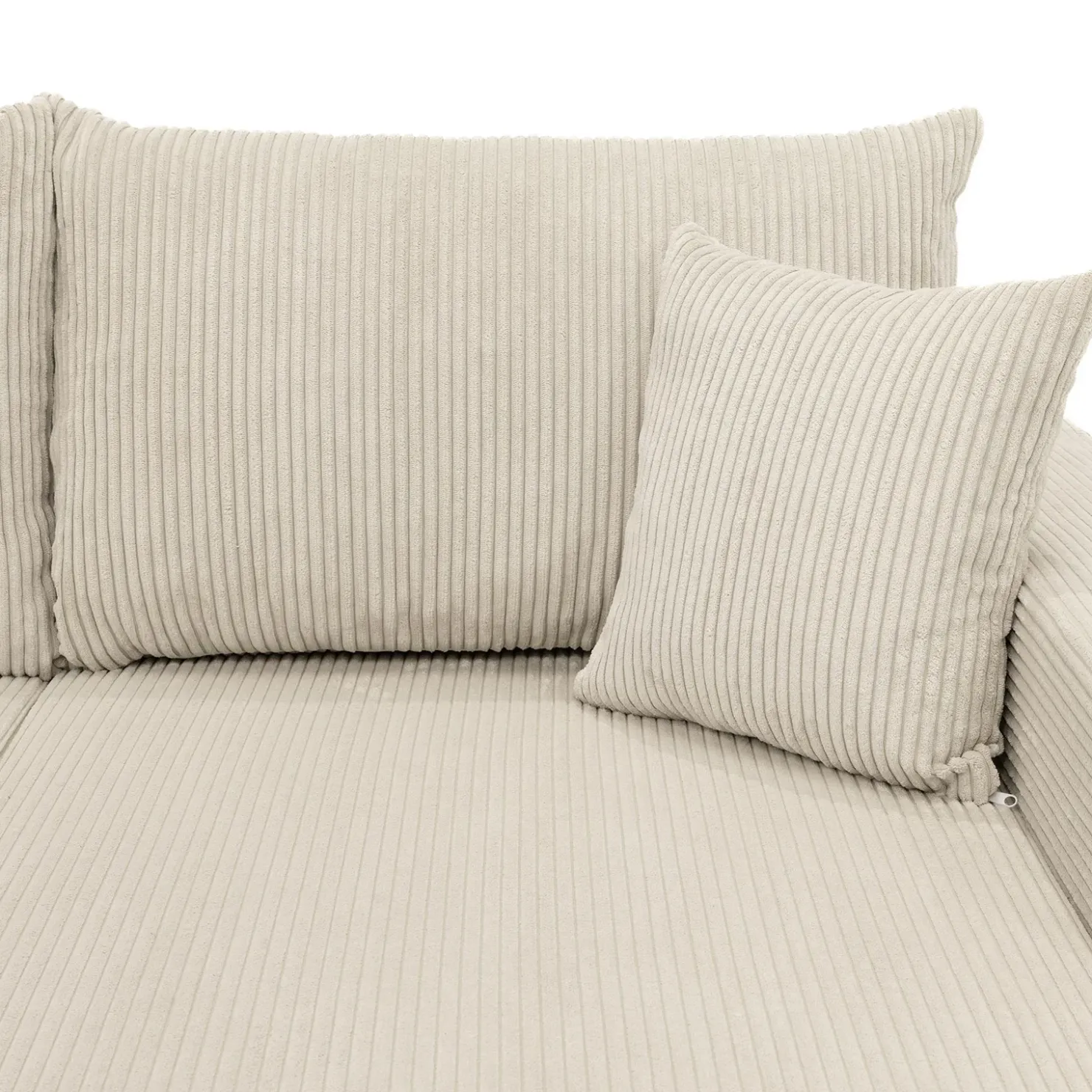 Garnero Arredamenti Divano letto angolare velluto a coste beige 304x140cm con contenitore Assunta Velluto Poso Beige New