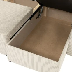 Garnero Arredamenti Divano letto angolare velluto a coste beige 304x140cm con contenitore Assunta Velluto Poso Beige New