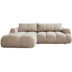 Garnero Arredamenti Divano letto con angolo a sinistra 4 posti 270x173cm con contenitore Litos Tessuto Bouclé Beige New