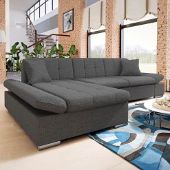 Garnero Arredamenti Divano letto con angolo a sinistra 4 posti 278x161cm contenitore grigio Zenia Hot