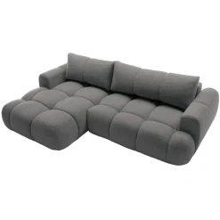 Garnero Arredamenti Divano letto con angolo a sinistra 4 posti 270x173cm con contenitore Litos Tessuto Bouclé Grigio Scuro Online