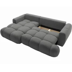 Garnero Arredamenti Divano letto con angolo a sinistra 4 posti 270x173cm con contenitore Litos Tessuto Bouclé Grigio Scuro Online