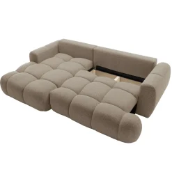 Garnero Arredamenti Divano letto con angolo a sinistra 4 posti 270x173cm con contenitore tessuto bouclé marrone chiaro Litos Tessuto Bouclè Marrone Chiaro Sale