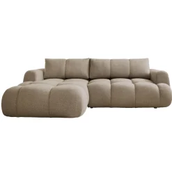 Garnero Arredamenti Divano letto con angolo a sinistra 4 posti 270x173cm con contenitore tessuto bouclé marrone chiaro Litos Tessuto Bouclè Marrone Chiaro Sale