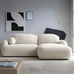 Garnero Arredamenti Divano letto con angolo a destra 4 posti 275x175cm con contenitore imbottito beige Aurum New