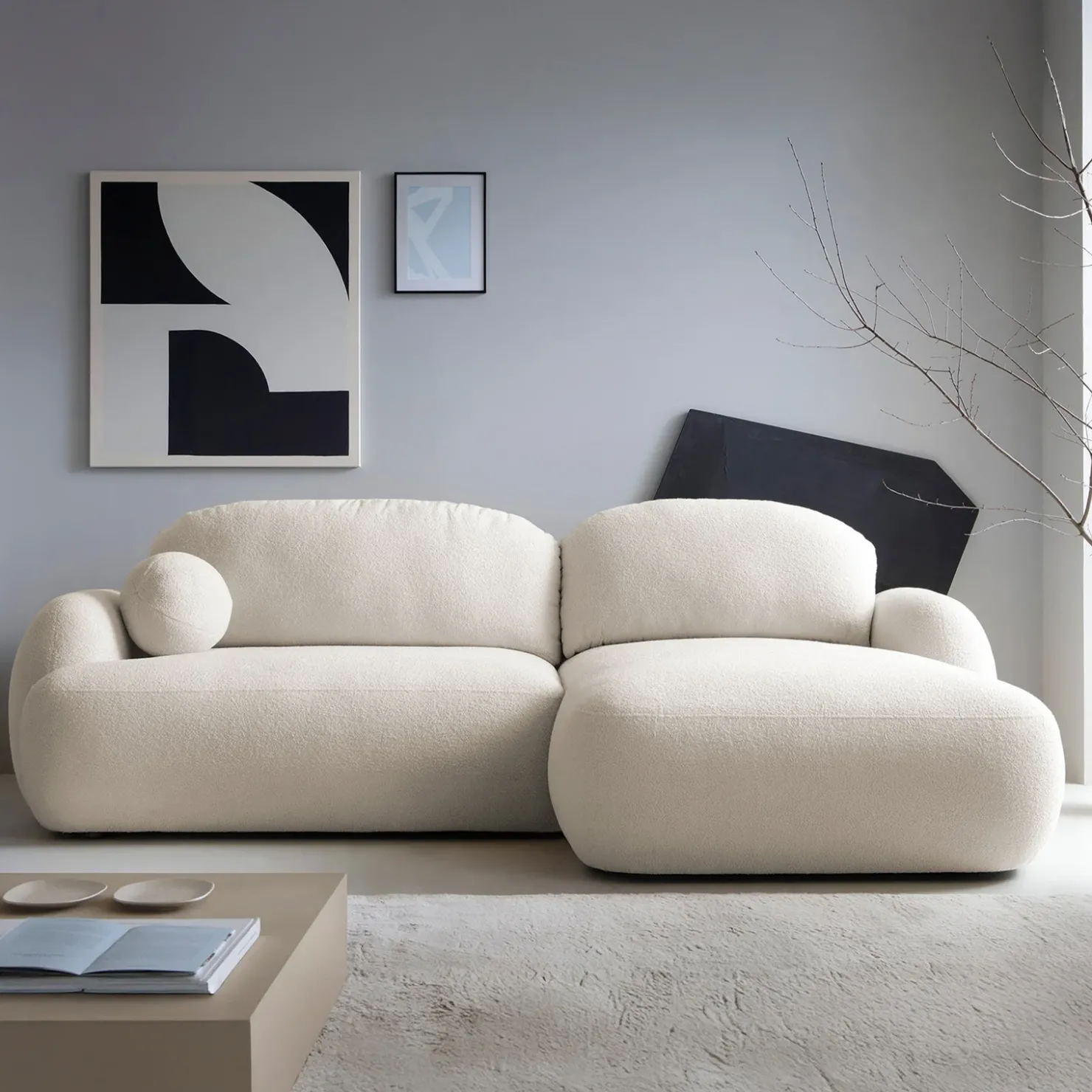 Garnero Arredamenti Divano letto con angolo a destra 4 posti 275x175cm con contenitore imbottito beige Aurum New