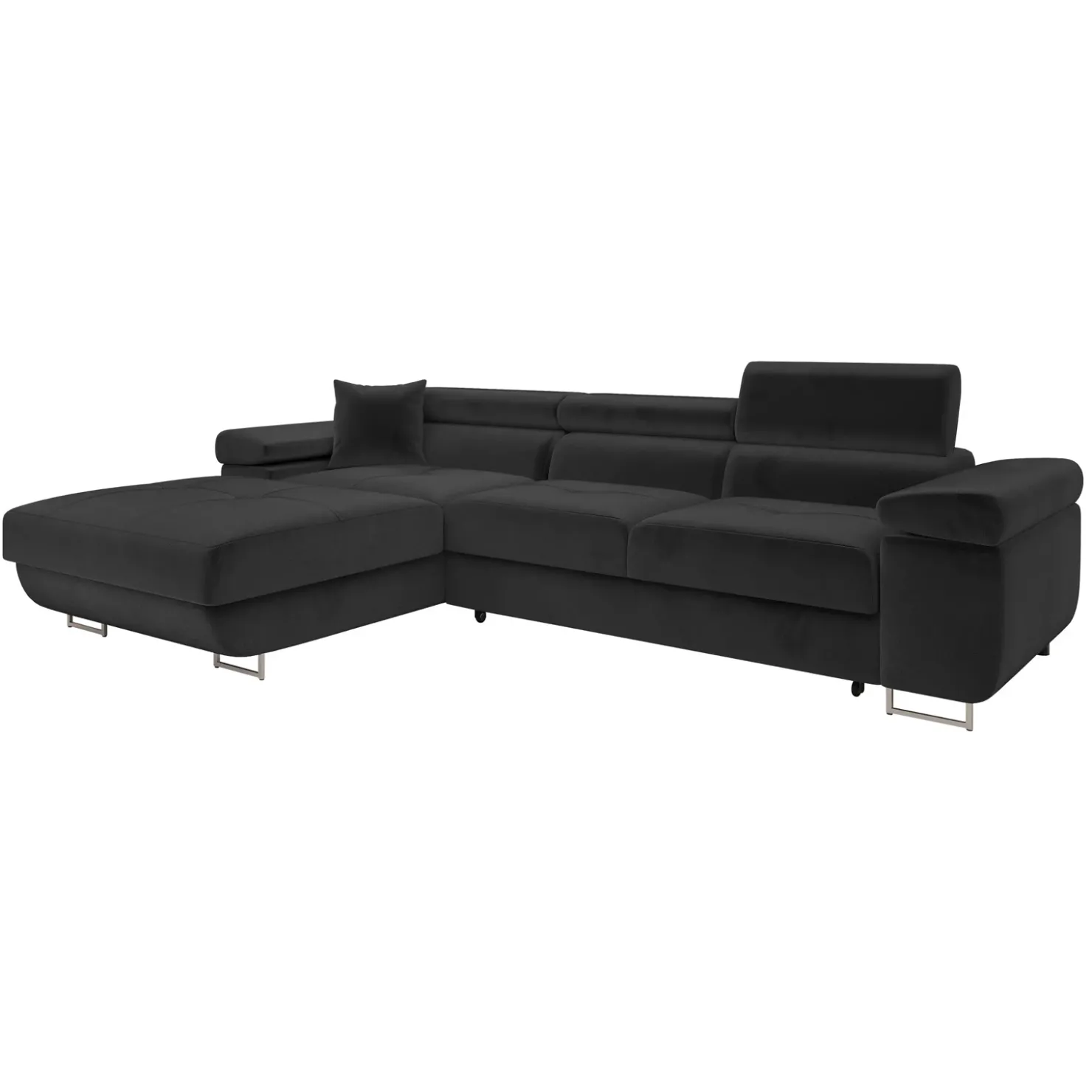 Garnero Arredamenti Divano letto con angolo a destra 4 posti 280x170cm box contenitore velluto nero Elvio Tessuto Vellutato Manila Nero Outlet