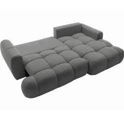 Garnero Arredamenti Divano letto con angolo a destra 4 posti 270x173cm con contenitore Litos Tessuto Bouclé Grigio Scuro Hot
