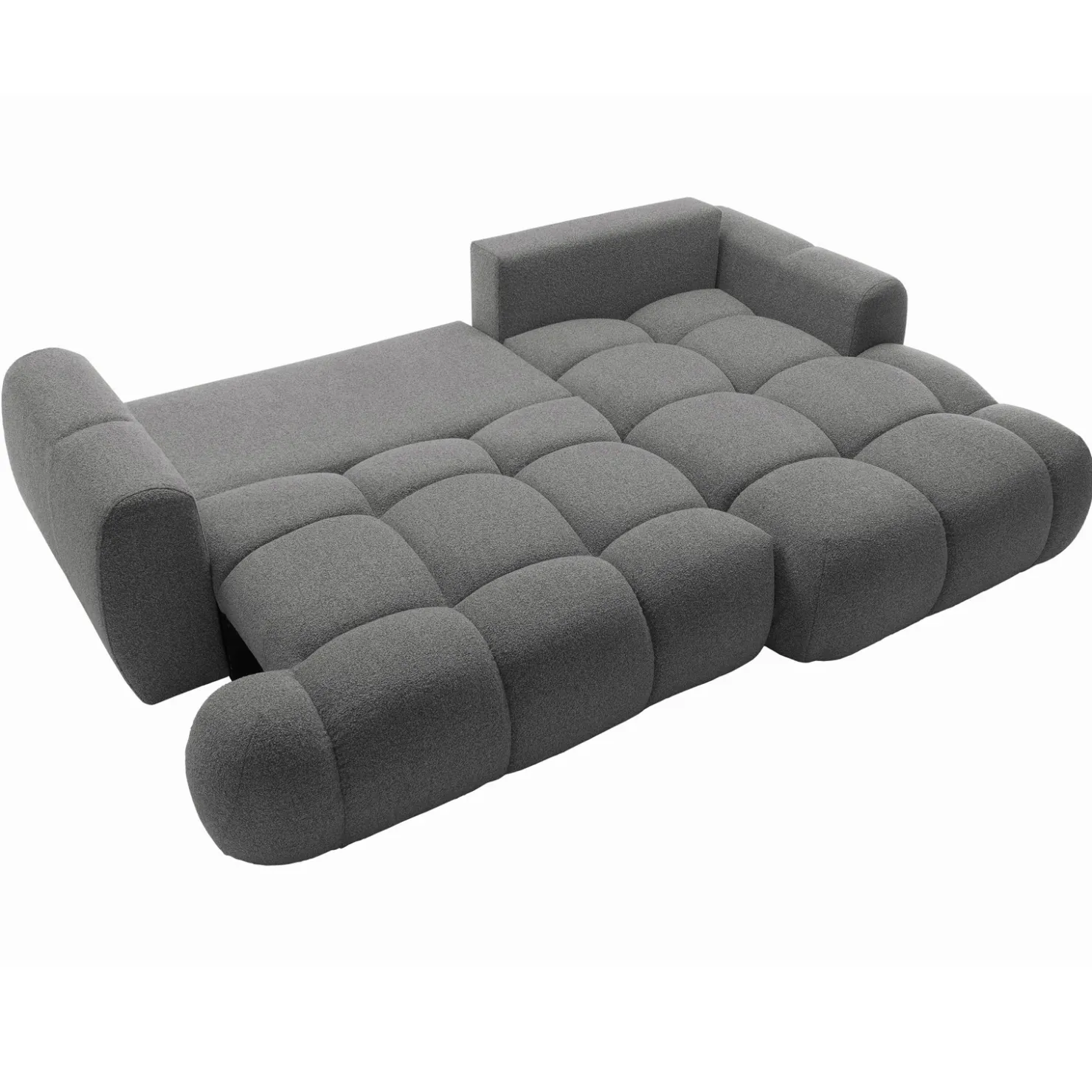 Garnero Arredamenti Divano letto con angolo a destra 4 posti 270x173cm con contenitore Litos Tessuto Bouclé Grigio Scuro Hot