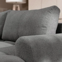 Garnero Arredamenti Divano letto con angolo a destra 4 posti 270x173cm con contenitore Litos Tessuto Bouclé Grigio Scuro Hot