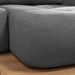 Garnero Arredamenti Divano letto con angolo a destra 4 posti 270x173cm con contenitore Litos Tessuto Bouclé Grigio Scuro Hot