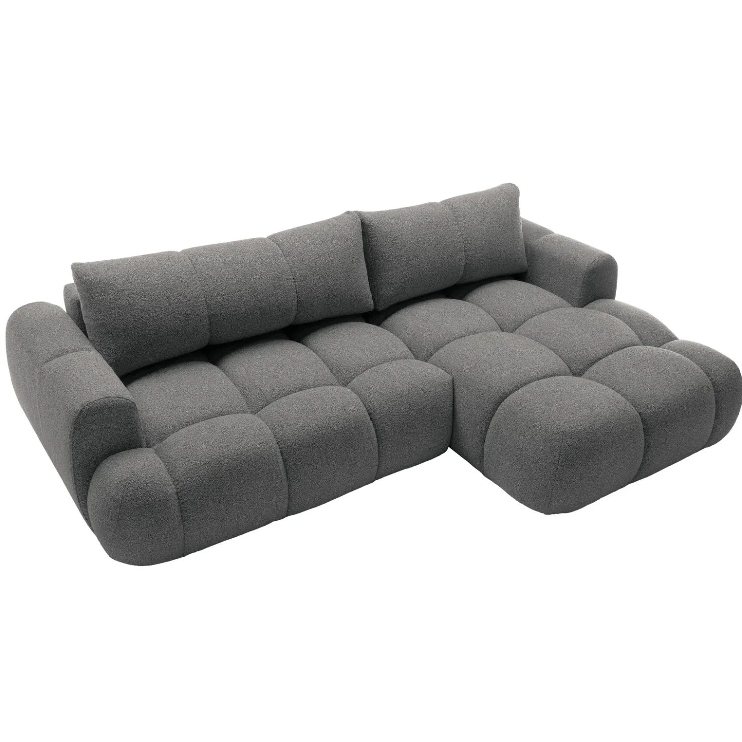 Garnero Arredamenti Divano letto con angolo a destra 4 posti 270x173cm con contenitore Litos Tessuto Bouclé Grigio Scuro Hot