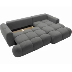 Garnero Arredamenti Divano letto con angolo a destra 4 posti 270x173cm con contenitore Litos Tessuto Bouclé Grigio Scuro Hot