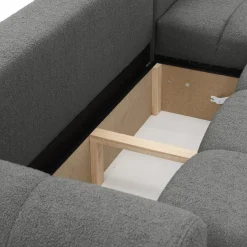 Garnero Arredamenti Divano letto con angolo a destra 4 posti 270x173cm con contenitore Litos Tessuto Bouclé Grigio Scuro Hot