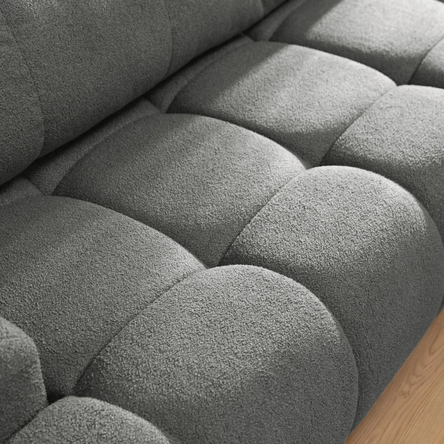 Garnero Arredamenti Divano letto con angolo a destra 4 posti 270x173cm con contenitore Litos Tessuto Bouclé Grigio Scuro Hot