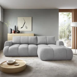 Garnero Arredamenti Divano letto con angolo a destra 4 posti 270x173cm con contenitore Litos Tessuto Bouclé Grigio chiaro Hot