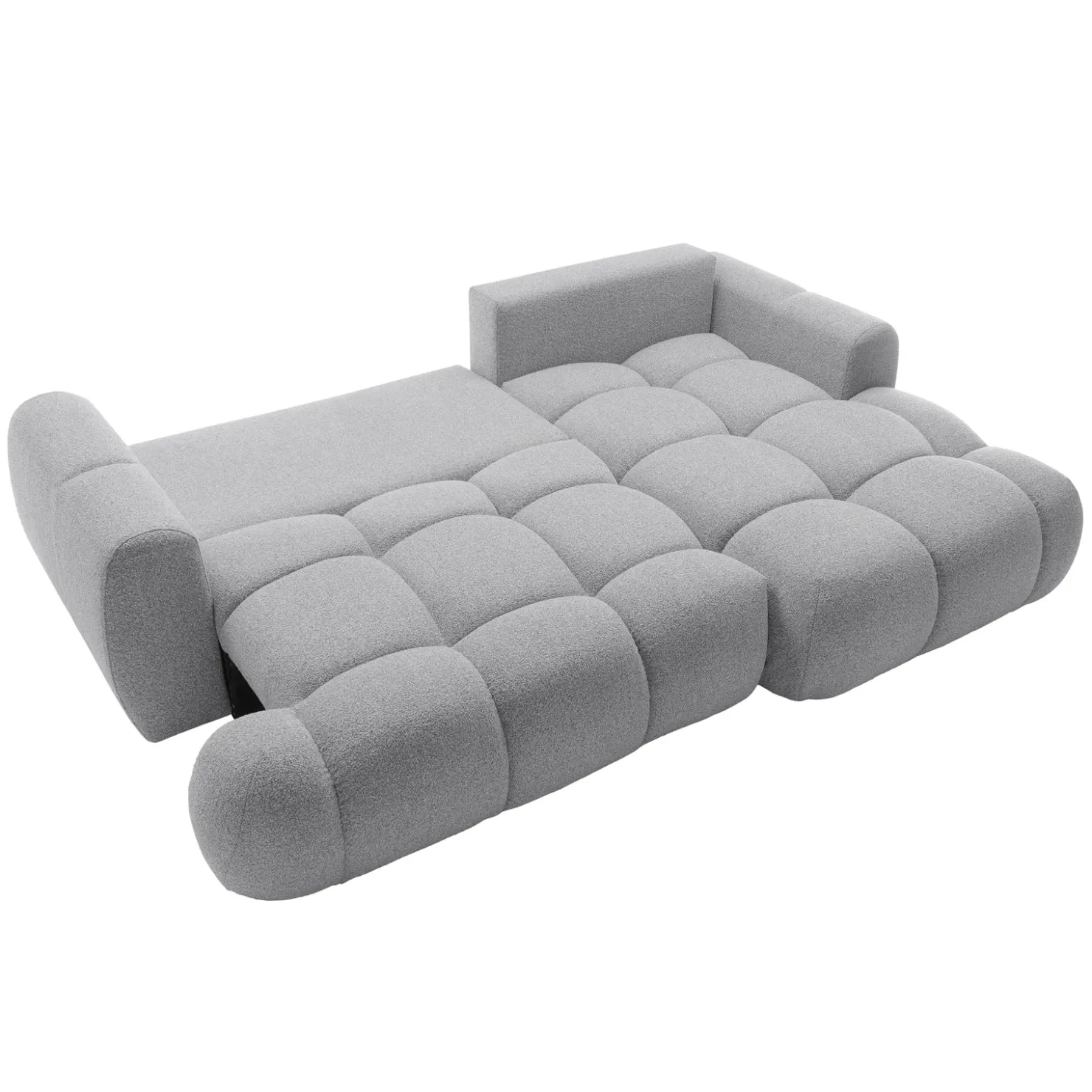 Garnero Arredamenti Divano letto con angolo a destra 4 posti 270x173cm con contenitore Litos Tessuto Bouclé Grigio chiaro Hot