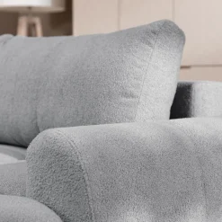 Garnero Arredamenti Divano letto con angolo a destra 4 posti 270x173cm con contenitore Litos Tessuto Bouclé Grigio chiaro Hot