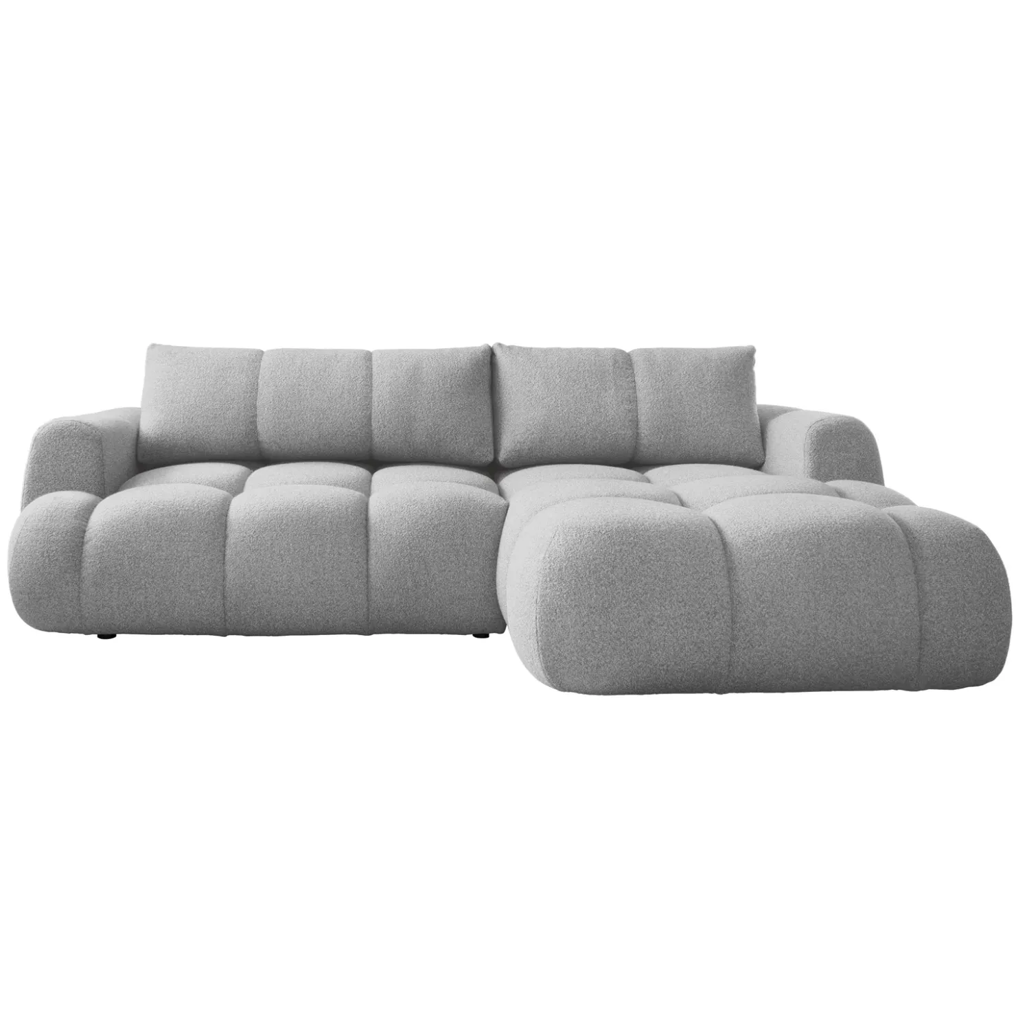 Garnero Arredamenti Divano letto con angolo a destra 4 posti 270x173cm con contenitore Litos Tessuto Bouclé Grigio chiaro Hot