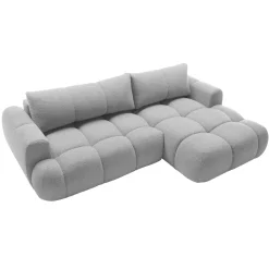 Garnero Arredamenti Divano letto con angolo a destra 4 posti 270x173cm con contenitore Litos Tessuto Bouclé Grigio chiaro Hot
