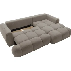 Garnero Arredamenti Divano letto con angolo a destra 4 posti 270x173cm con contenitore Litos Tessuto Bouclé Grigio Tortora Outlet