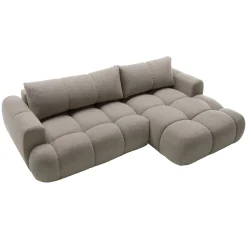 Garnero Arredamenti Divano letto con angolo a destra 4 posti 270x173cm con contenitore Litos Tessuto Bouclé Grigio Tortora Outlet