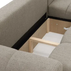 Garnero Arredamenti Divano letto con angolo a destra 4 posti 270x173cm con contenitore Litos Tessuto Bouclé Grigio Tortora Outlet