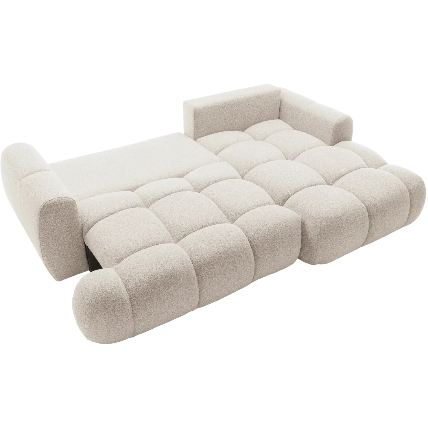 Garnero Arredamenti Divano letto con angolo a destra 4 posti 270x173cm con contenitore Litos Tessuto Bouclé Bianco Crema New