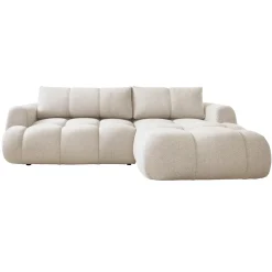 Garnero Arredamenti Divano letto con angolo a destra 4 posti 270x173cm con contenitore Litos Tessuto Bouclé Bianco Crema New