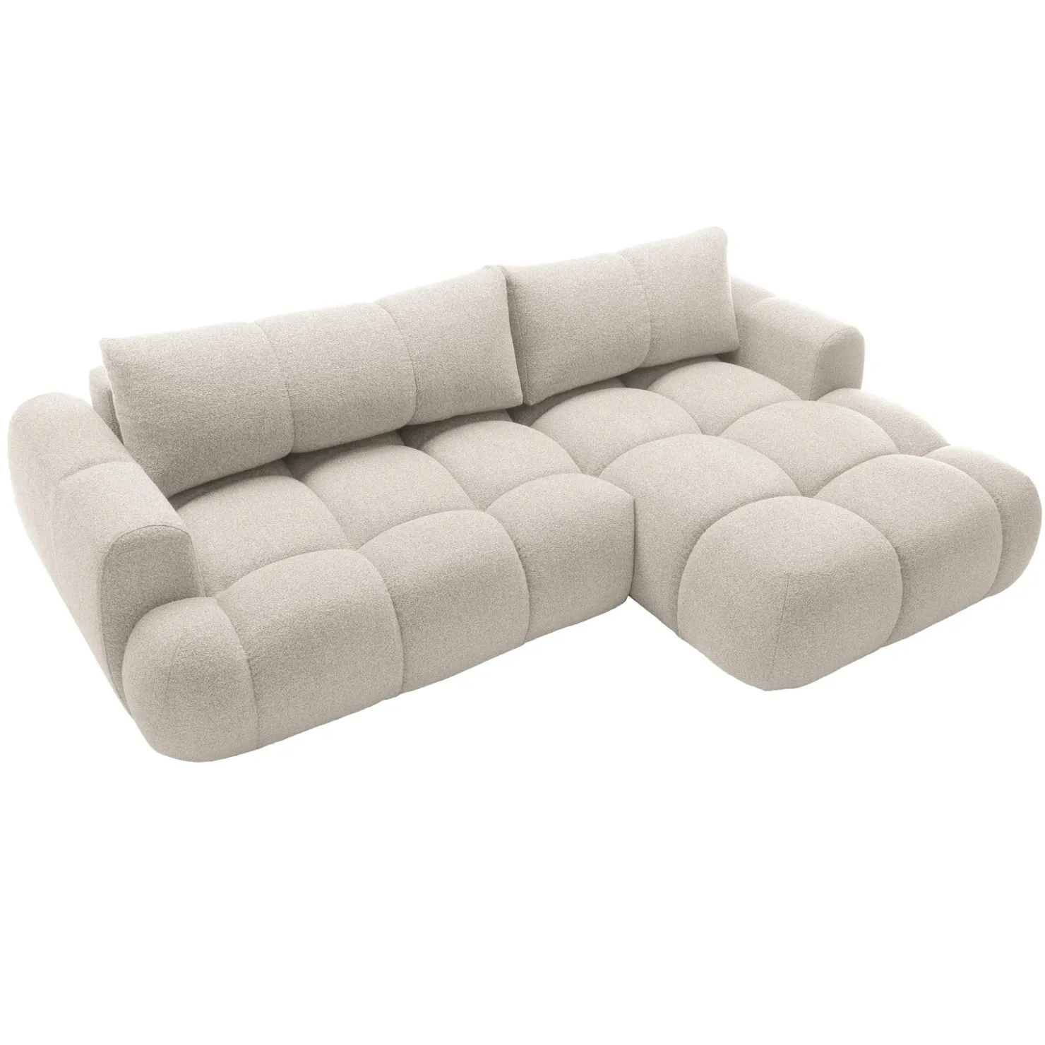 Garnero Arredamenti Divano letto con angolo a destra 4 posti 270x173cm con contenitore Litos Tessuto Bouclé Bianco Crema New