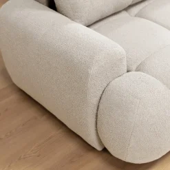 Garnero Arredamenti Divano letto con angolo a destra 4 posti 270x173cm con contenitore Litos Tessuto Bouclé Bianco Crema New