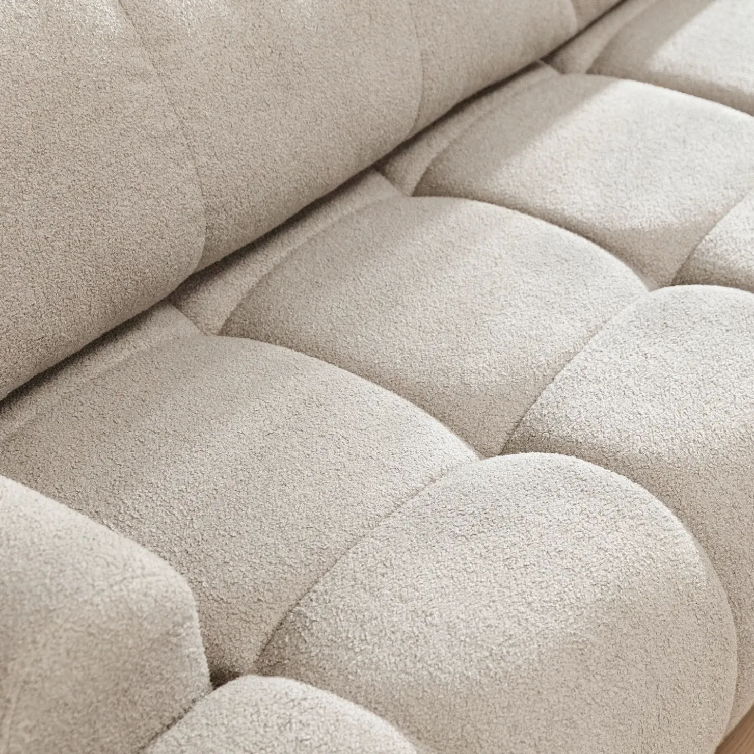 Garnero Arredamenti Divano letto con angolo a destra 4 posti 270x173cm con contenitore Litos Tessuto Bouclé Bianco Crema New