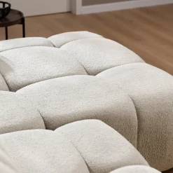 Garnero Arredamenti Divano letto con angolo a destra 4 posti 270x173cm con contenitore Litos Tessuto Bouclé Bianco Crema New