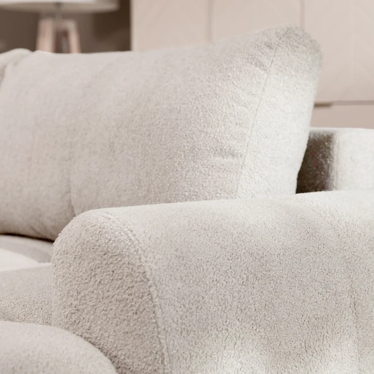 Garnero Arredamenti Divano letto con angolo a destra 4 posti 270x173cm con contenitore Litos Tessuto Bouclé Bianco Crema New