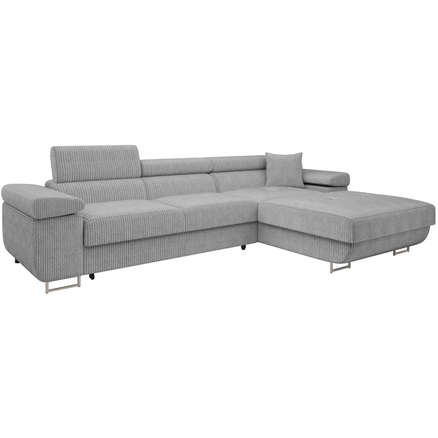 Garnero Arredamenti Divano letto con angolo a destra 4 posti 280x170cm box contenitore a coste grigio Elvio Velluto a Coste Poso Grigio Online