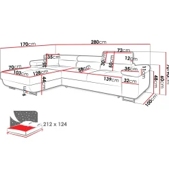 Garnero Arredamenti Divano letto con angolo a destra 4 posti 280x170cm box contenitore a coste grigio Elvio Velluto a Coste Poso Grigio Online