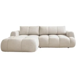 Garnero Arredamenti Divano letto con angolo a sinistra 4 posti 270x173cm con contenitore Litos Tessuto Bouclé Bianco Crema