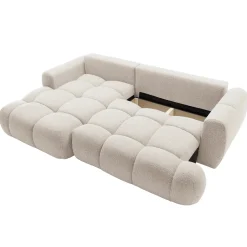 Garnero Arredamenti Divano letto con angolo a sinistra 4 posti 270x173cm con contenitore Litos Tessuto Bouclé Bianco Crema