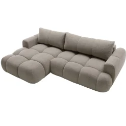 Garnero Arredamenti Divano letto con angolo a sinistra 4 posti 270x173cm con contenitore Litos Tessuto Bouclé Grigio Tortora Best