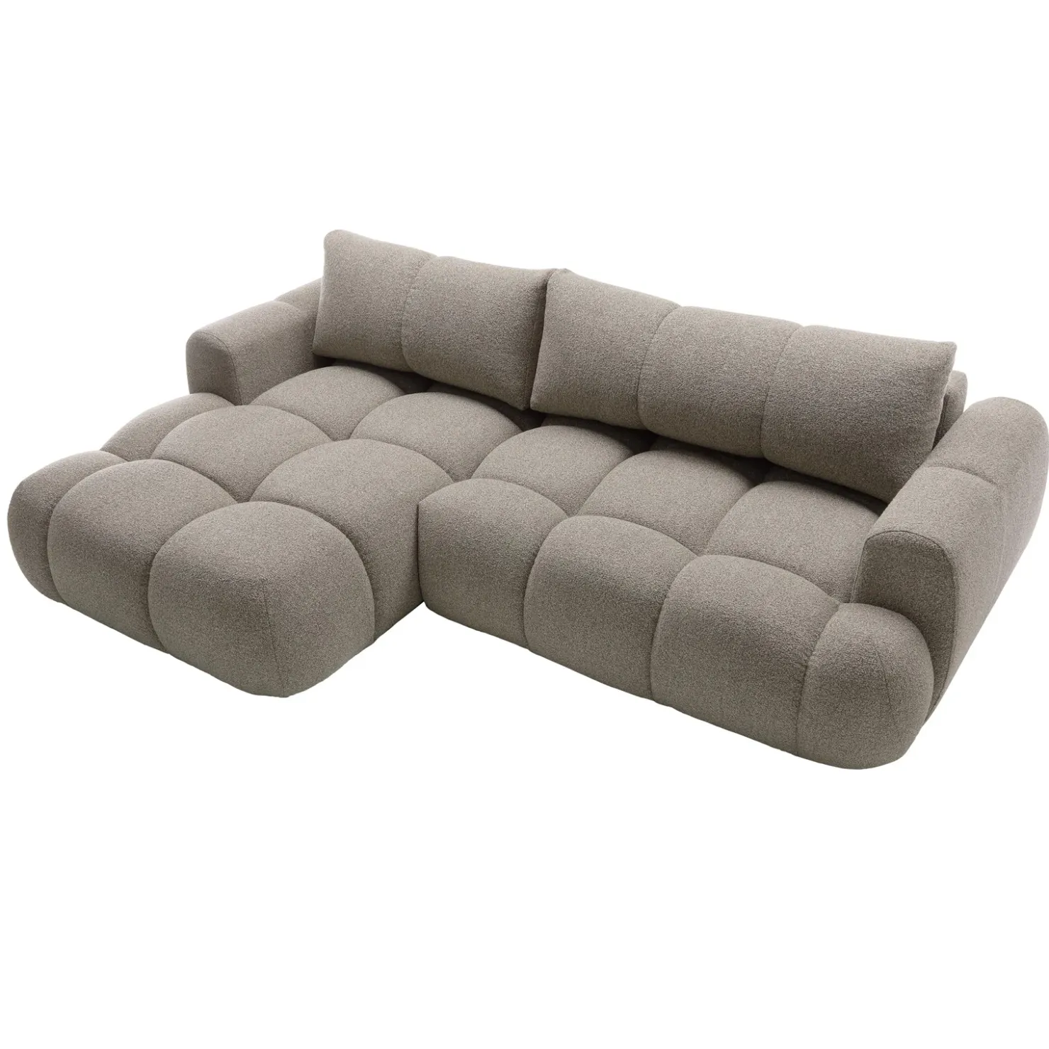 Garnero Arredamenti Divano letto con angolo a sinistra 4 posti 270x173cm con contenitore Litos Tessuto Bouclé Grigio Tortora Best