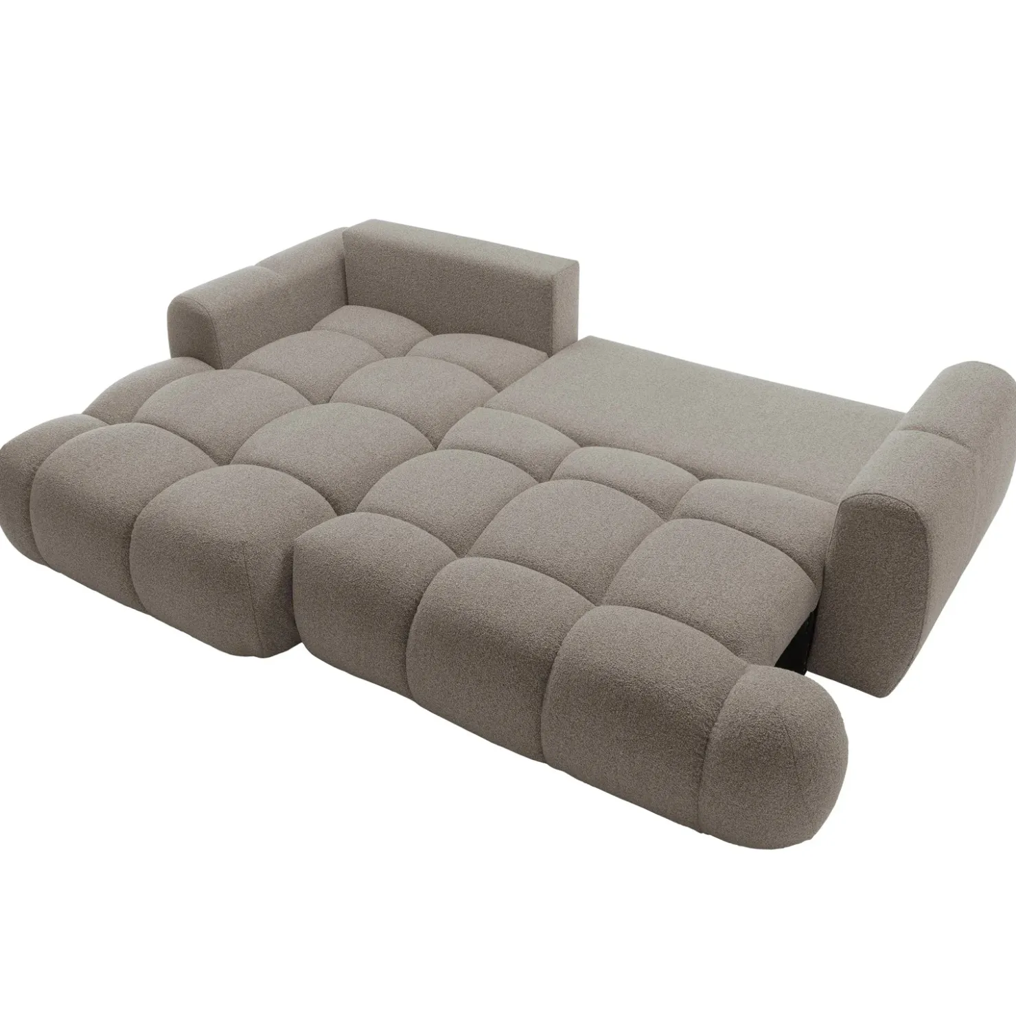 Garnero Arredamenti Divano letto con angolo a sinistra 4 posti 270x173cm con contenitore Litos Tessuto Bouclé Grigio Tortora Best
