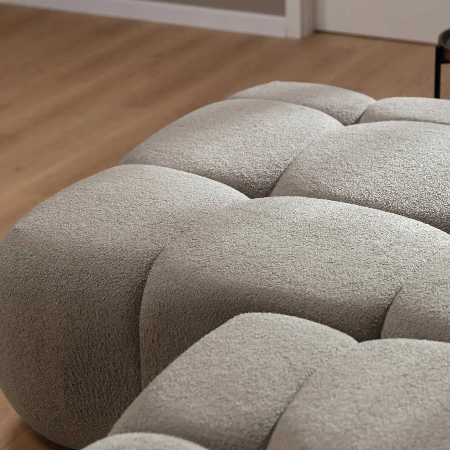 Garnero Arredamenti Divano letto con angolo a sinistra 4 posti 270x173cm con contenitore Litos Tessuto Bouclé Grigio Tortora Best