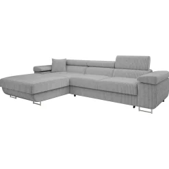 Garnero Arredamenti Divano letto con angolo a sinistra 4 posti 280x170cm box contenitore a coste grigio Elvio Velluto a Coste Poso Grigio Discount