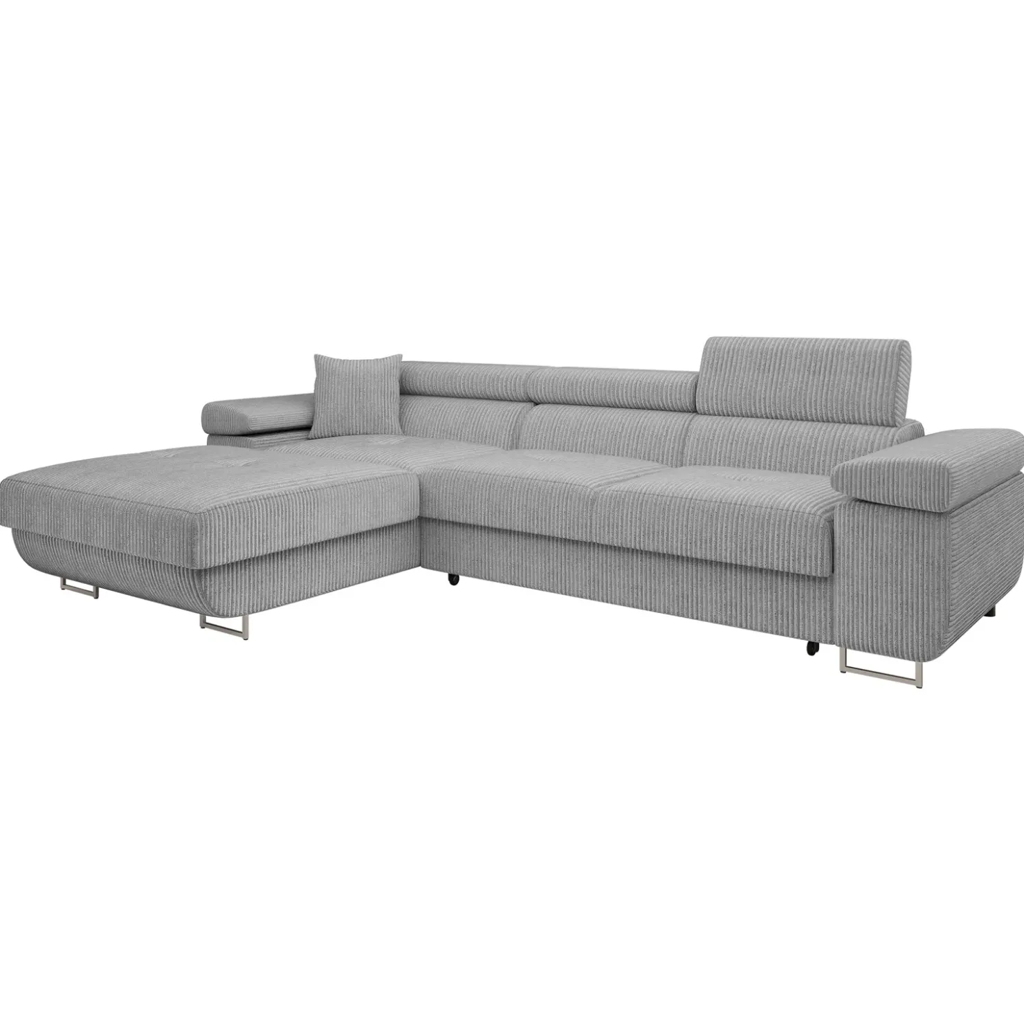 Garnero Arredamenti Divano letto con angolo a sinistra 4 posti 280x170cm box contenitore a coste grigio Elvio Velluto a Coste Poso Grigio Discount