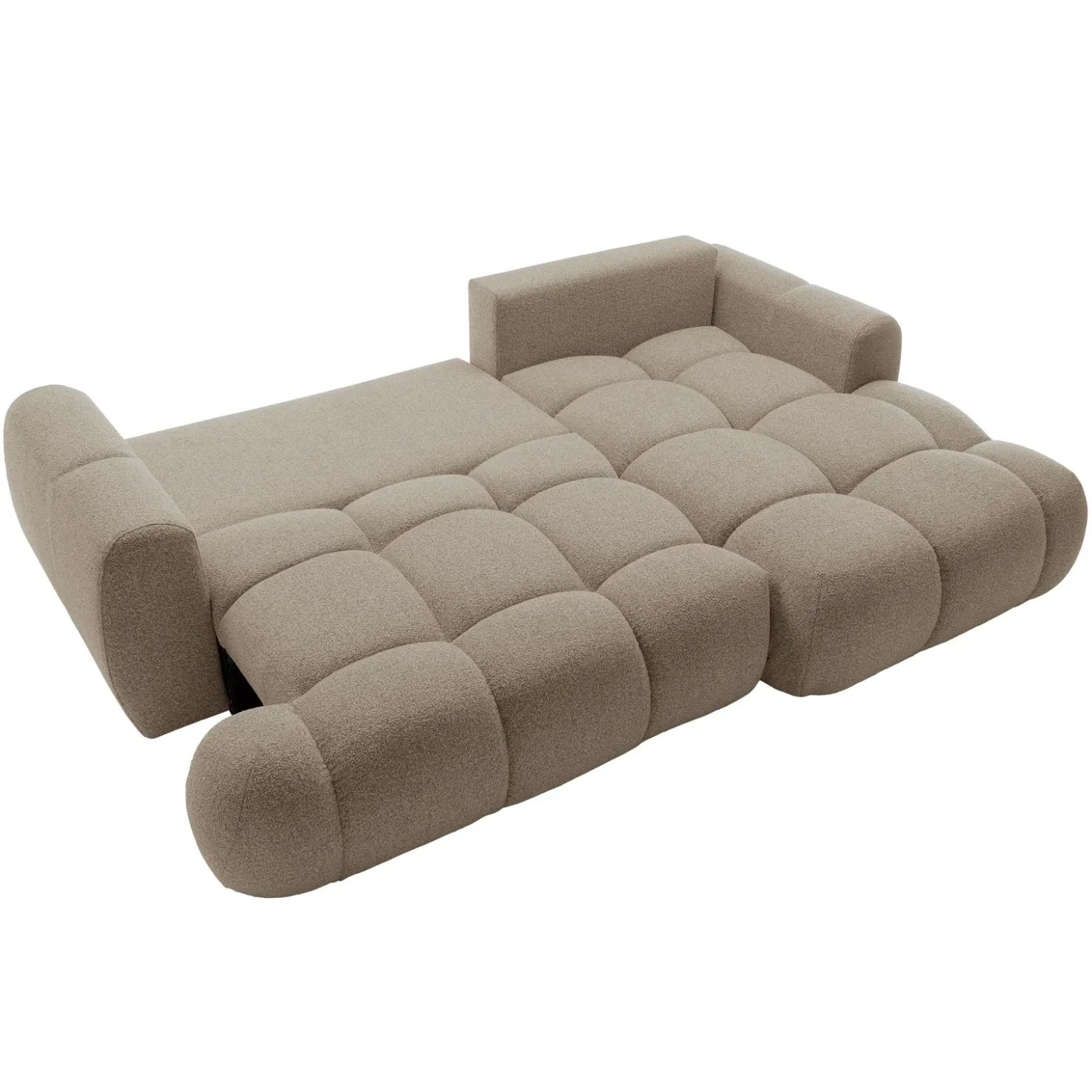 Garnero Arredamenti Divano letto con angolo a destra 4 posti 270x173cm con contenitore tessuto bouclé marrone chiaro Litos Tessuto Bouclè Marrone Chiaro Clearance